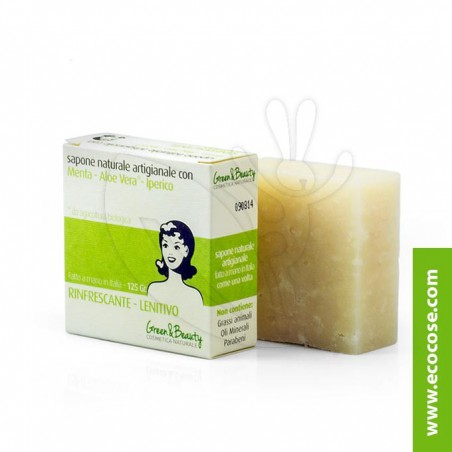 Green&Beauty - Sapone naturale artigianale con Menta, Aloe e Iperico Green&Beauty - Sapone naturale artigianale con Menta, Aloe e Iperico