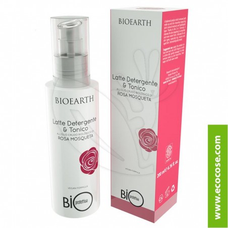 Bioearth - Bioprotettiva- Latte 2 in 1 Detergente e Tonico Bio Rosa Mosqueta