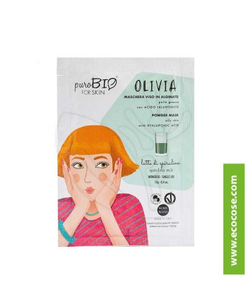 PuroBIO for skin - OLIVIA - Maschera viso in alginato - 12 Latte di spirulina