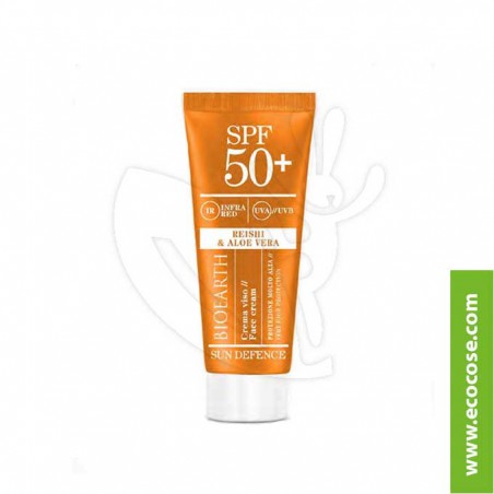 Bioearth Sun Defence - Crema solare viso protezione molto alta spf 50 Reishi e Aloe Vera