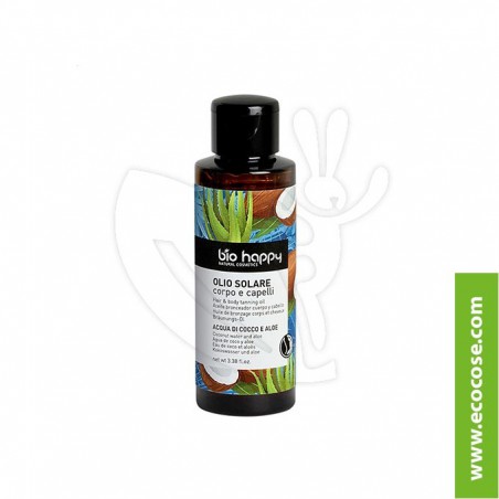 Bio Happy - Olio solare corpo e capelli - Mango e carota nera Bio Happy - Olio solare corpo e capelli - Mango e carota nera