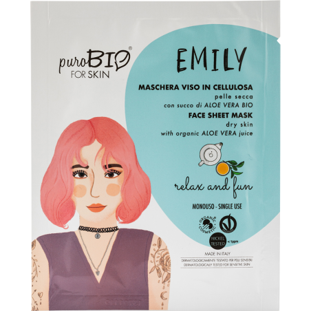 PuroBIO Cosmetics - Maschera viso EMILY pelle secca relax and fun PuroBIO Cosmetics - Maschera viso EMILY pelle secca relax and fun