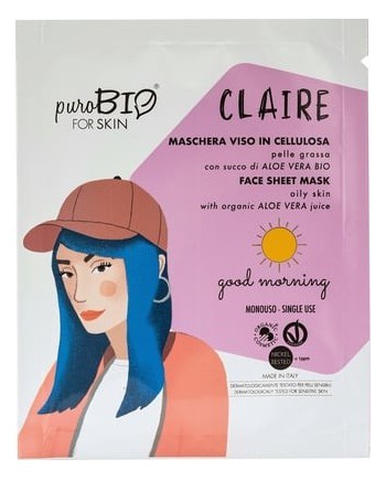 PuroBIO Cosmewtics - Maschera viso CLAIRE pelle grassa good morning