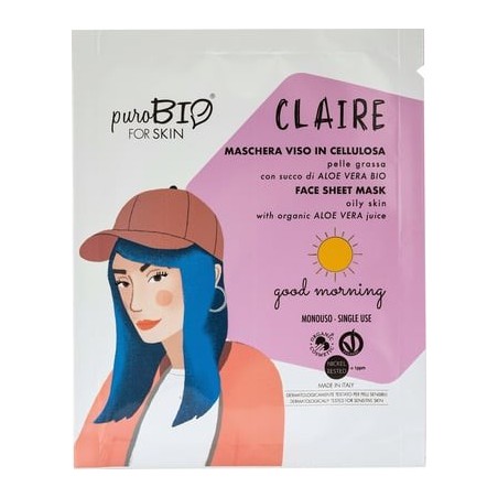 PuroBIO Cosmewtics - Maschera viso CLAIRE pelle grassa good morning PuroBIO Cosmewtics - Maschera viso CLAIRE pelle grassa good morning