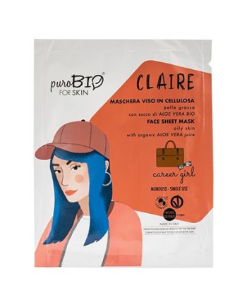 PuroBIO Cosmetics - Maschera viso CLAIRE pelle grassa career girl