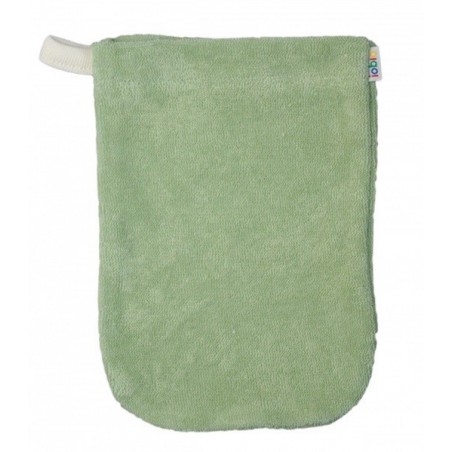 Popolini - Manopola da bagno in spugna COTONE BIO colori assorttiti -L