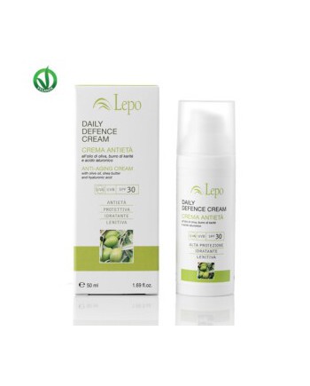 Lepo - DAILY DEFENCE CREAM - CREMA ANTIETÀ SPF 30 all'olio di oliva, burro di karitè e acido ialuronico