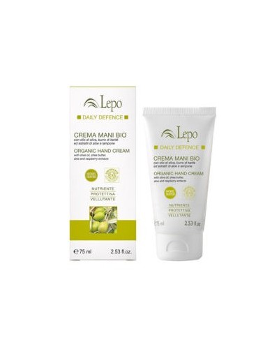 Lepo - CREMA MANI BIO all'olio di oliva, burro di karitè ed estratti di aloe e lampone