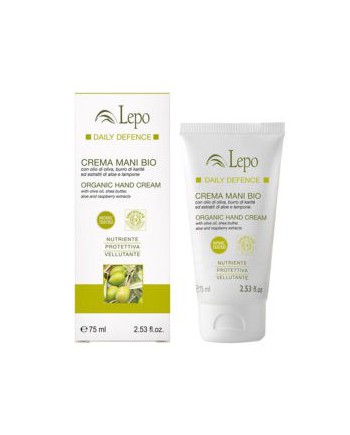 Lepo - CREMA MANI BIO all'olio di oliva, burro di karitè ed estratti di aloe e lampone